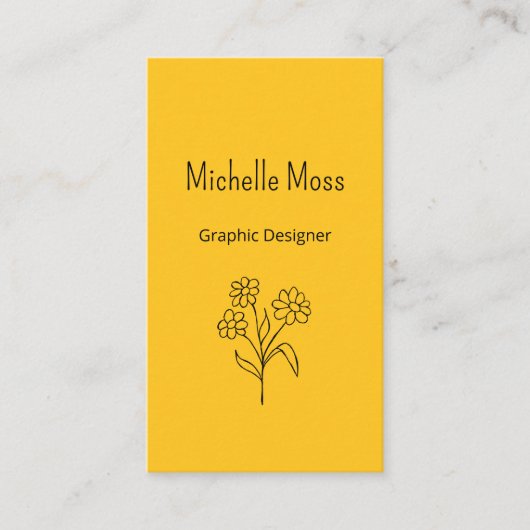 Carte De Visite Simple Daisy QR code Gold Graphic Designer (Devant)