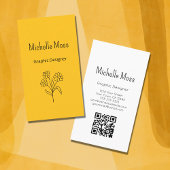 Carte De Visite Simple Daisy QR code Gold Graphic Designer
