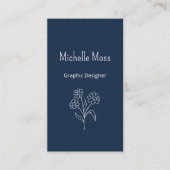Carte De Visite Simple Daisy QR code Navy Blue Graphic Designer (Devant)