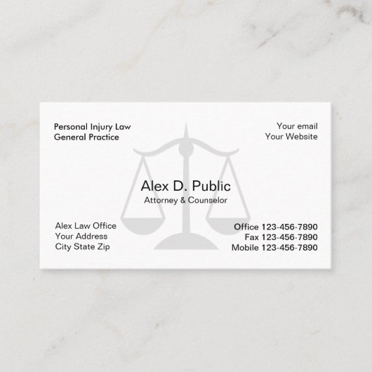 Carte de visite simple d'avocat (Devant)