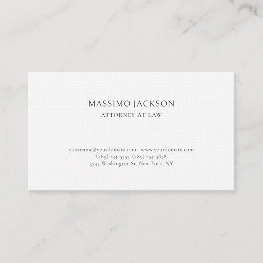 Carte de visite simple d'avocat unique (Devant)