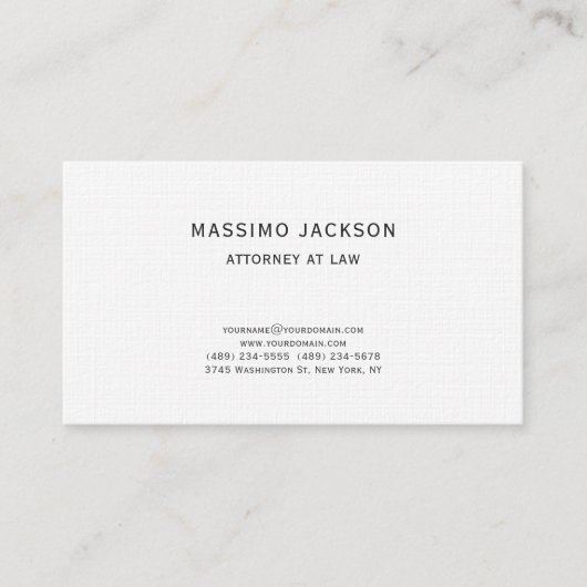 Carte de visite simple d'avocat unique (Devant)