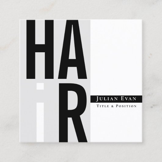 Carte de visite simple de coiffeur noir et blanc (Devant)