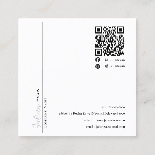 Carte de visite simple de coiffeur noir et blanc (Dos)