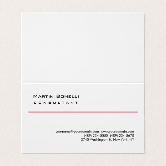 Carte de visite simple de consultant blanc moderne (Extérieur déplié)
