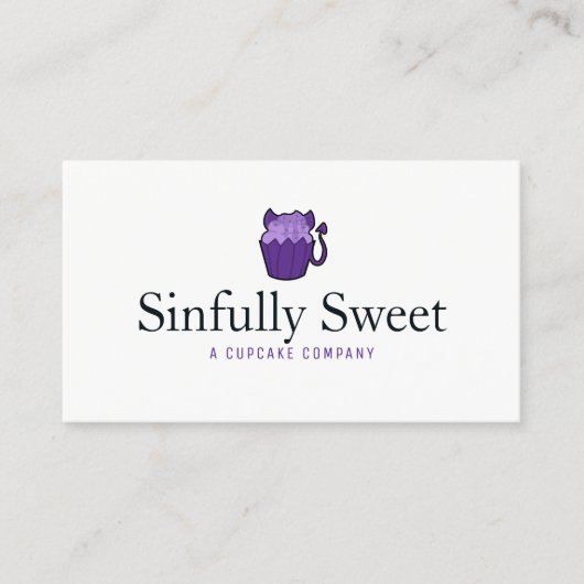 Carte de visite simple de cupcake diable violet (Devant)
