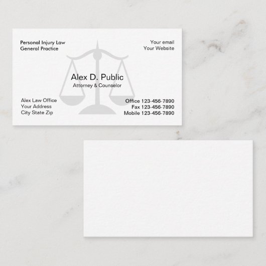 Carte de visite simple de mandataire (Devant / Derrière)