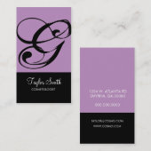 Carte de visite simple de monogramme (lavande) (Devant / Derrière)