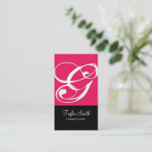 Carte de visite simple de monogramme (magenta) (Debout devant)