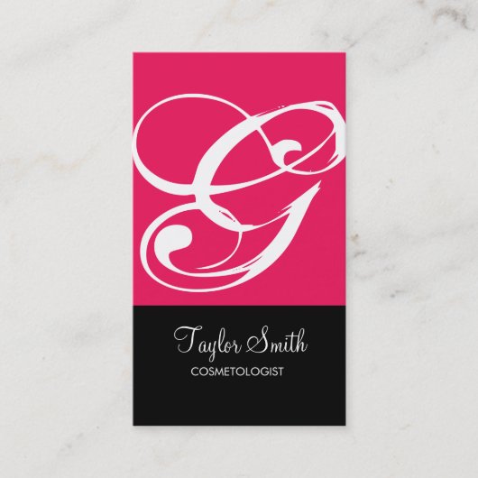 Carte de visite simple de monogramme (magenta) (Devant)