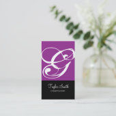 Carte de visite simple de monogramme (pourpre) (Debout devant)
