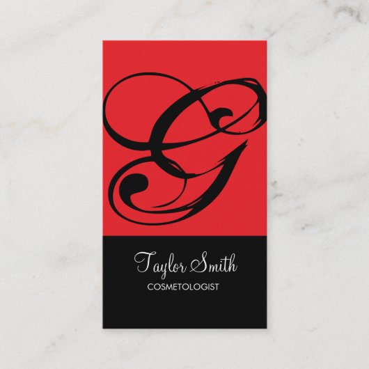 Carte de visite simple de monogramme (rouge) (Devant)