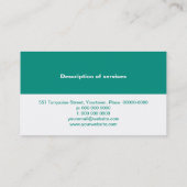 Carte de visite simple de panneau d'Aqua (Dos)