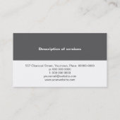 Carte de visite simple de panneau de charbon de (Dos)