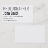 Carte de visite simple de photographe typographiqu (Devant / Derrière)