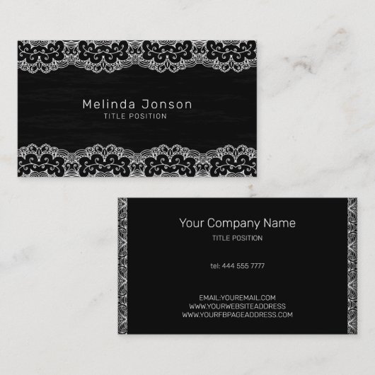 Carte De Visite Simple dentelle blanche (Devant / Derrière)