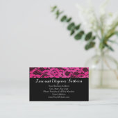 Carte De Visite Simple dentelle Hot rose noir mode Romance (Debout devant)