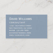 Carte De Visite Simple Dusty bleu moderne couleur blanc Script (Dos)