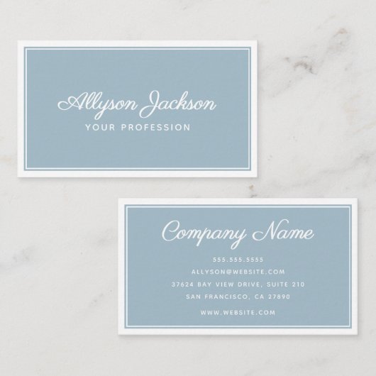 Carte De Visite Simple Dusty Blue (Devant / Derrière)