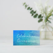 Carte De Visite Simple effet de marbre turquoise et bleu QR Code (Debout devant)