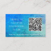 Carte De Visite Simple effet de marbre turquoise et bleu QR Code (Dos)