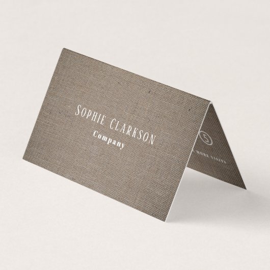 Carte De Visite Simple Effet Toile Burlap Double Fidélité (Devant)