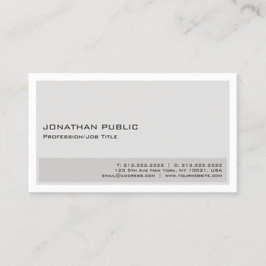 Carte De Visite Simple élégance Beige Blanc Professionnel Moderne (Devant)