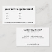 Carte De Visite Simple élégance Blanc noir gras beauté (Devant / Derrière)