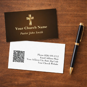 Carte De Visite Simple Elegance Church Pastor Gold Cross