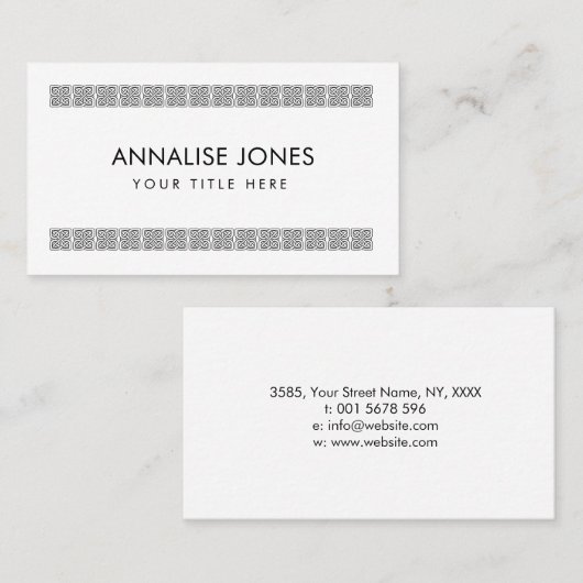 Carte De Visite Simple élégance de l'ornement des noeuds celtiques (Devant / Derrière)