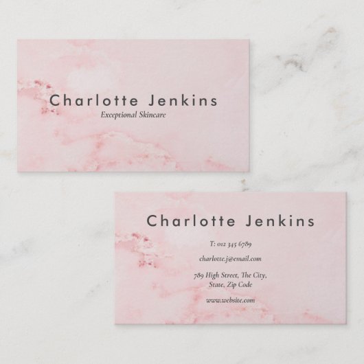 Carte De Visite Simple élégance en marbre rose professionnel (Devant / Derrière)