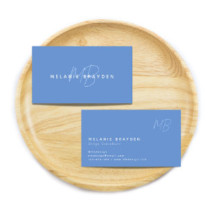 Carte De Visite Simple élégance Pastel Bleu Minimaliste Deux Monog
