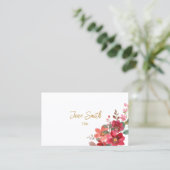 Carte de visite simple élégant à fleurs rouges (Debout devant)