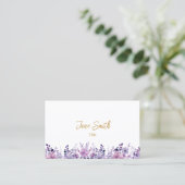 Carte de visite simple élégant à fleurs violettes (Debout devant)