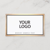 Carte De Visite Simple Élégant Ajouter Votre Bordure D'Or Logo (Devant)