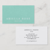 Carte De Visite Simple Elegant Aqua Blue Professional (Devant / Derrière)