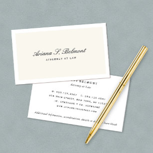 Carte De Visite Simple Elegant Attorney Cream Business Card