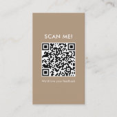 Carte De Visite Simple Élégant Beige Laissez un avis QR Code (Devant)