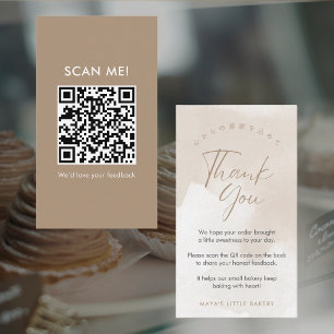 Carte De Visite Simple Élégant Beige Laissez un avis QR Code