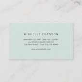 Carte De Visite Simple Elegant Bird Nest Professional Mint Green (Dos)