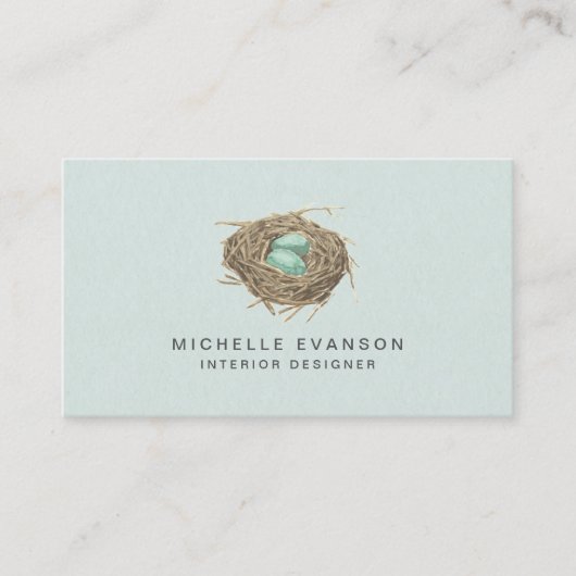 Carte De Visite Simple Elegant Bird Nest Professional Mint Green (Devant)