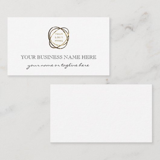 Carte De Visite Simple Elegant Black Add Business Logo Custom   (Devant / Derrière)