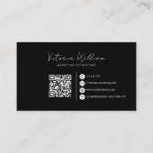 Carte De Visite Simple Elegant Black and White Initials (Dos)
