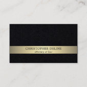 Carte De Visite Simple Elegant Black Faux Gold Stripe Attorney (Devant)