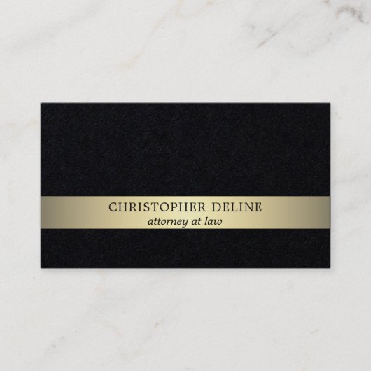 Carte De Visite Simple Elegant Black Faux Gold Stripe Attorney (Devant)