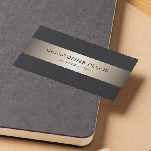Carte De Visite Simple Elegant Black Faux Gold Stripe Attorney