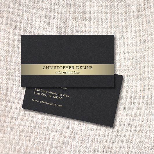Carte De Visite Simple Elegant Black Faux Gold Stripe Attorney