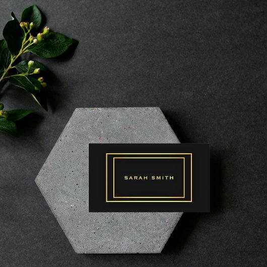 Carte De Visite Simple Elegant Black Gold Professional