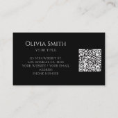 Carte De Visite Simple Elegant Black Pink Bow QR Code (Dos)