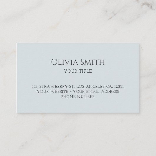 Carte De Visite Simple Elegant Blue Bow (Dos)